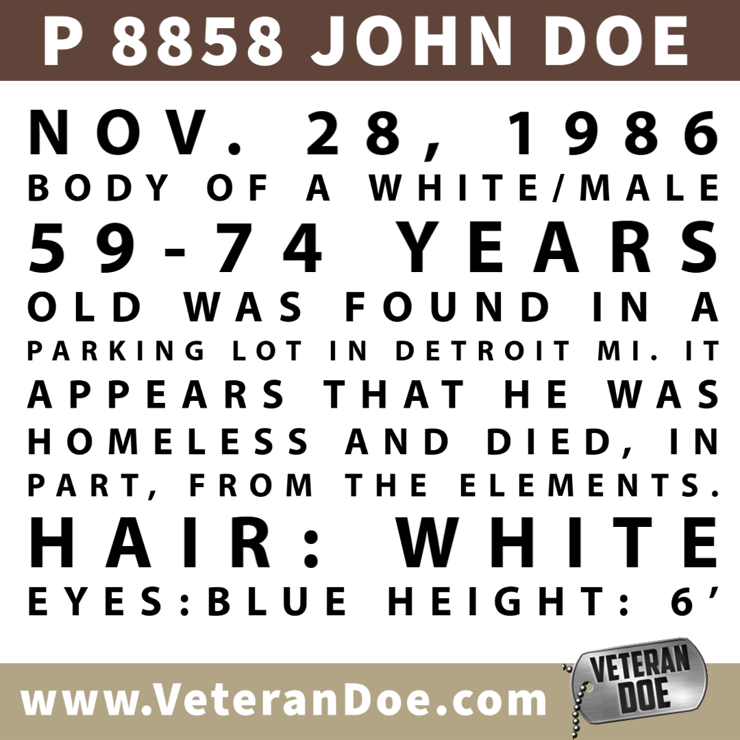 missing person michigan detroit homeless 1986