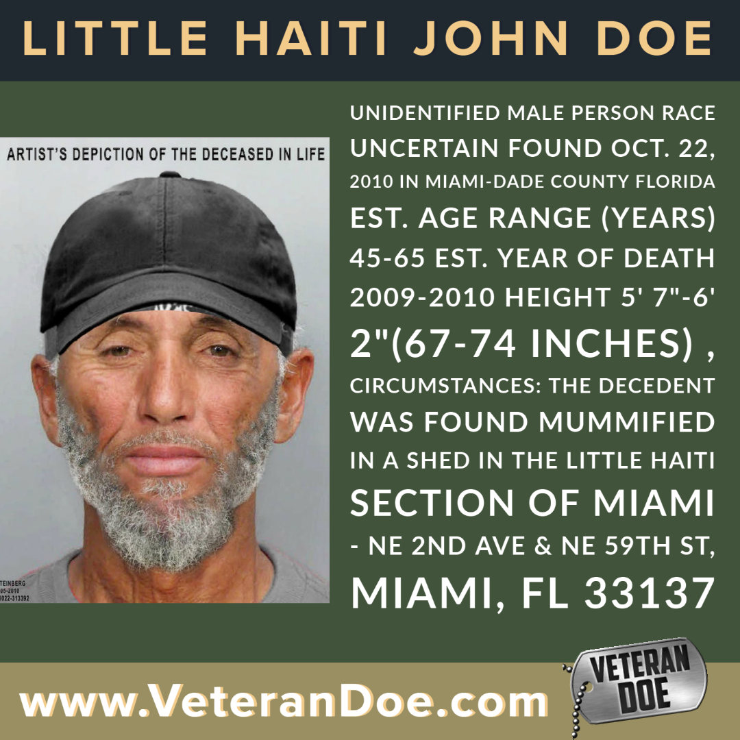unidentified missing person Florida miami little haiti Vietnam veteran 