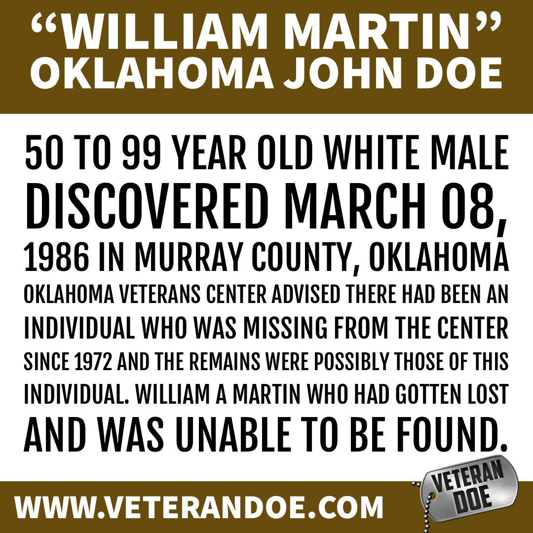 missing person Oklahoma William A. Martin 