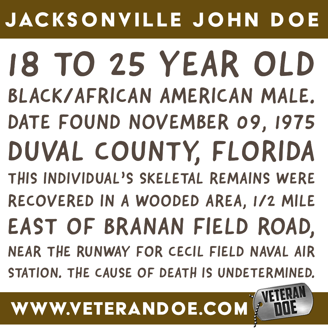 unidentified missing person jacksonville florida 1975