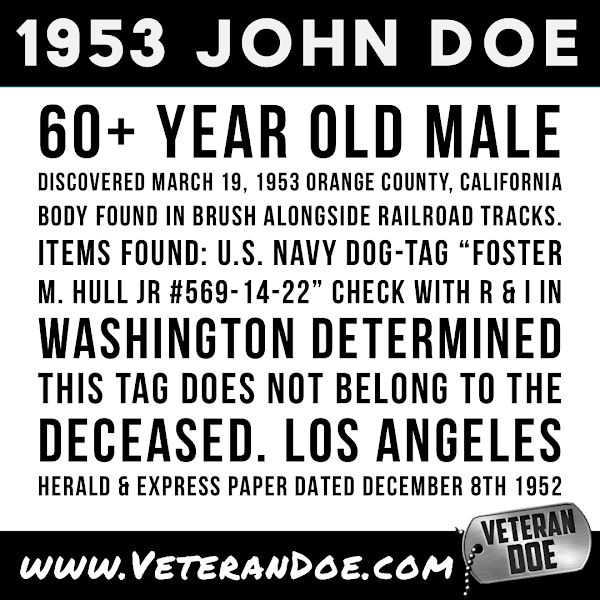 missing person 1950's male California Los Angeles