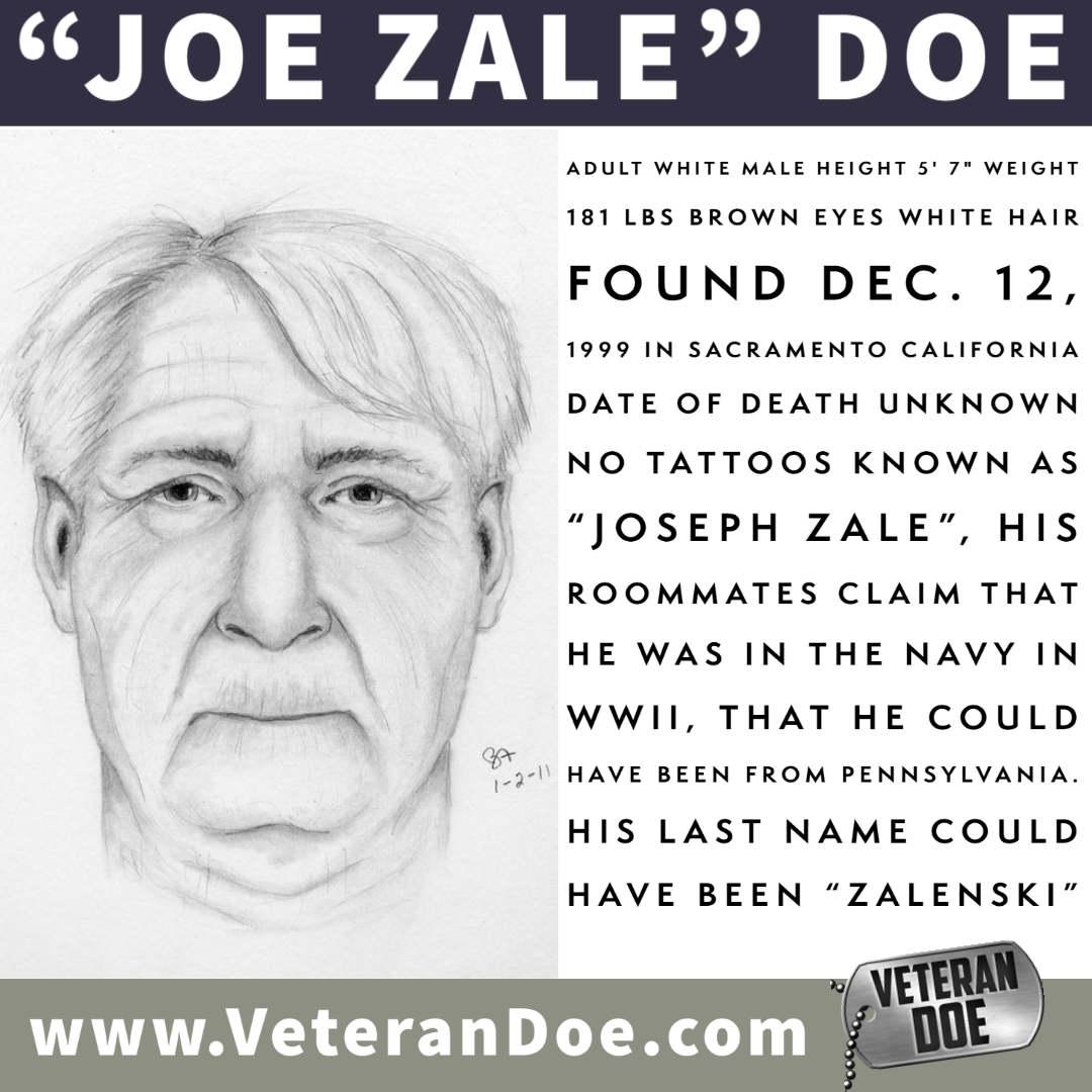 unidentified missing person Joe Zale Pennsylvania California