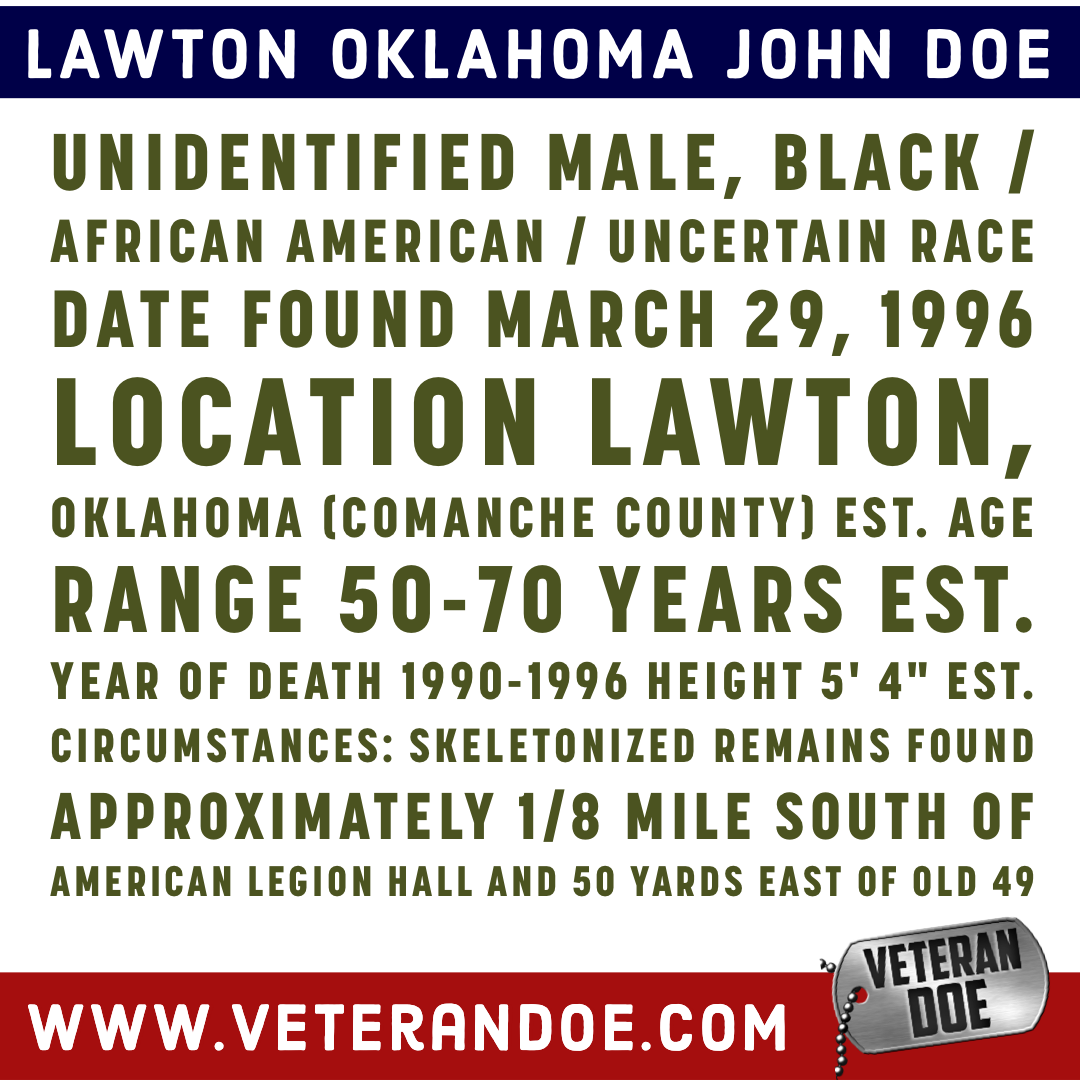 unidentified missing person Lawton Oklahoma