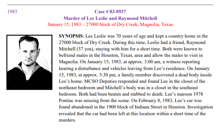 Murder of Lee Leslie and Raymond Mitchell January 15, 1983