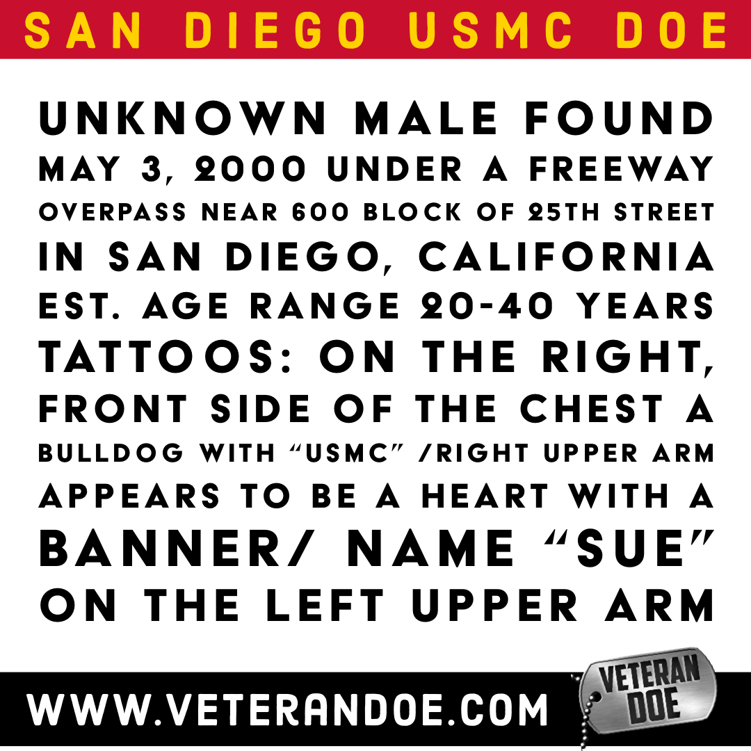 Unidentified Person California USMC Tattoo Sue