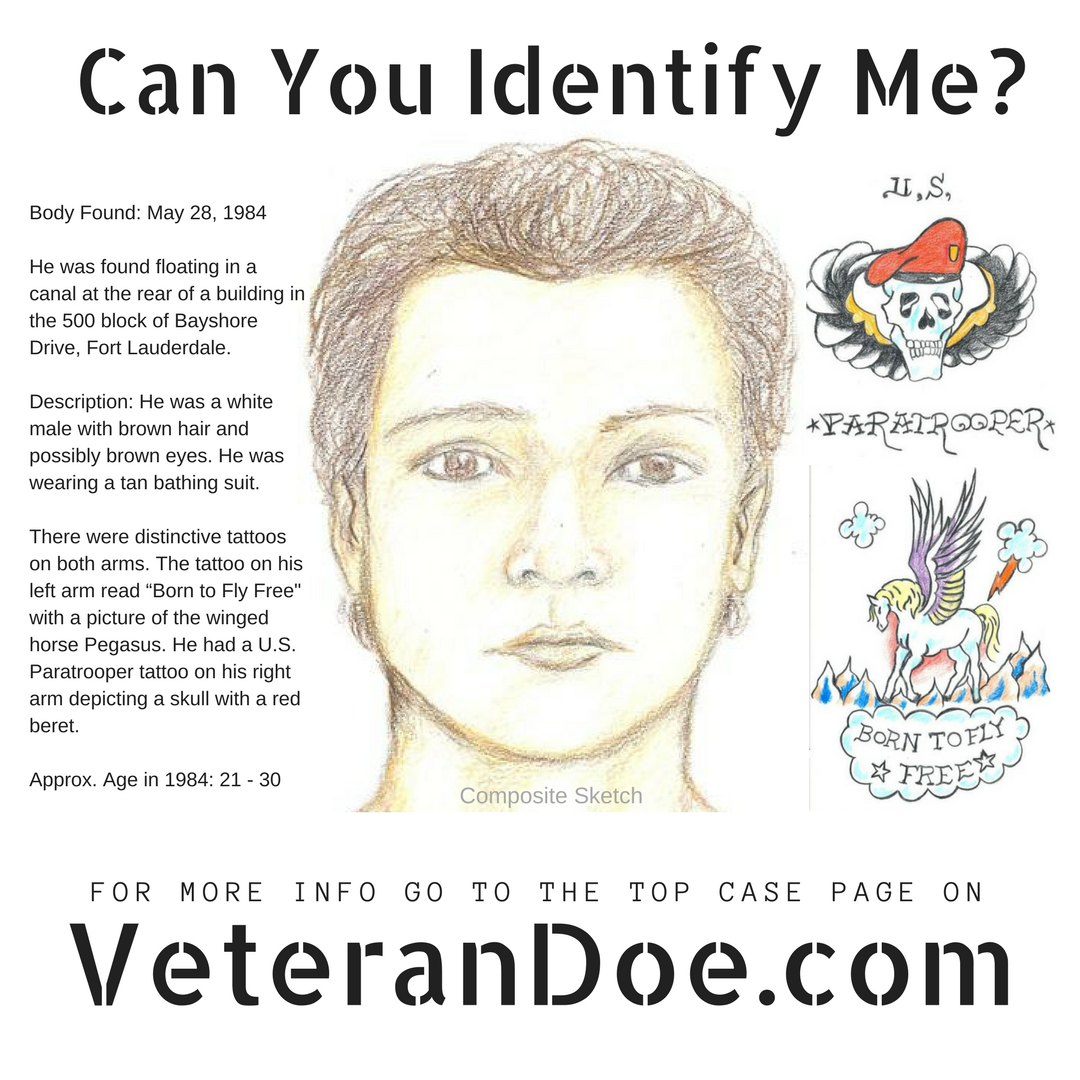 Paratrooper John Doe missing person army veteran 1984 Florida 